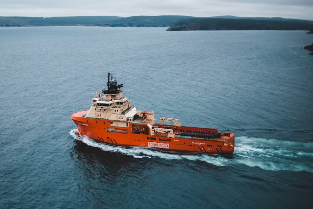 Offshore supply vessel underway at sea — selective protection coordination prevents full switchboard blackout from a single downstream fault, critical for vessel safety at sea